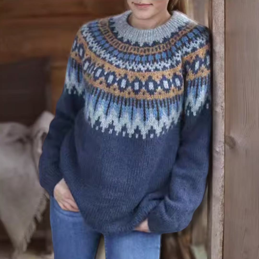 Freya – Winter Jumper with Nordic Shoulder Design